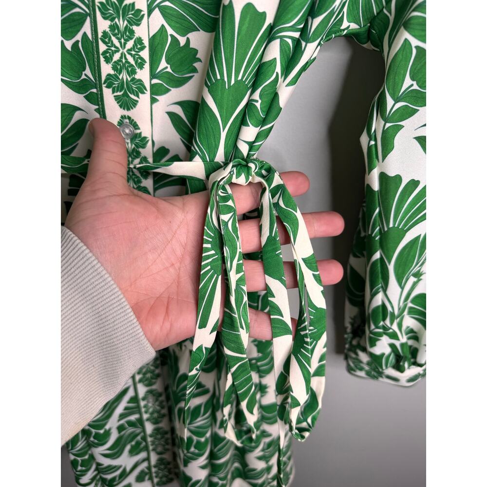 Alex Marie NWOT Green Tie Tropical Oasis Floral Print Mini Wren Dress - Size 18 - Picture 4 of 11